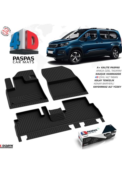 Peugeot Rifter 4D Havuzlu Paspas 2019-2023 A+Kalite fiyatları