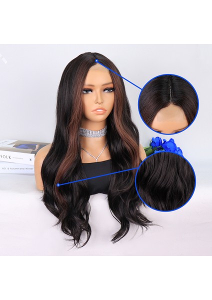 Koyu Kestane Perçemler Kahverengi Tül Peruk indirimleri