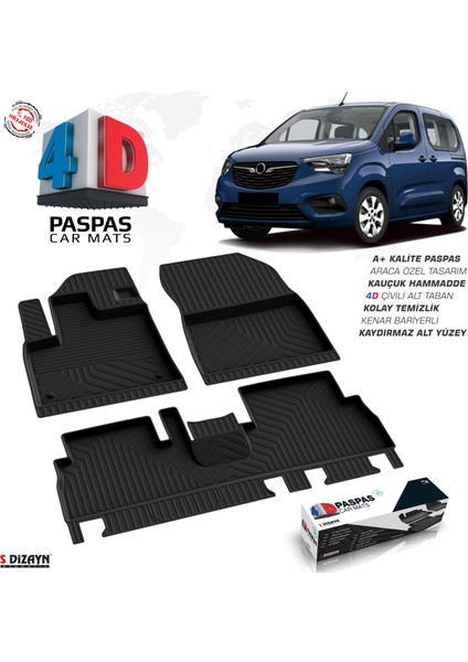 Opel Combo E 4D Havuzlu Paspas 2018-2023 A+Kalite