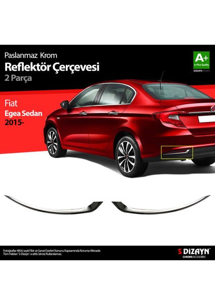 Fiat Egea SD Krom Arka Reflektör Çerçevesi 2 Prç. 2015 Üzeri