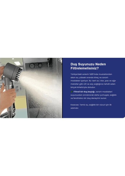 Masaj Başlıklı Su Atasarruflu Kireç Önleyici Özellikli Yüksek Basınç Duş Başlığı(2filtreli)