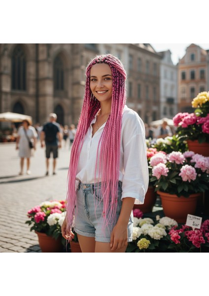 Afrika Örgüsü ve Rasta Için Sentetik Saç / Şeker Pembesi