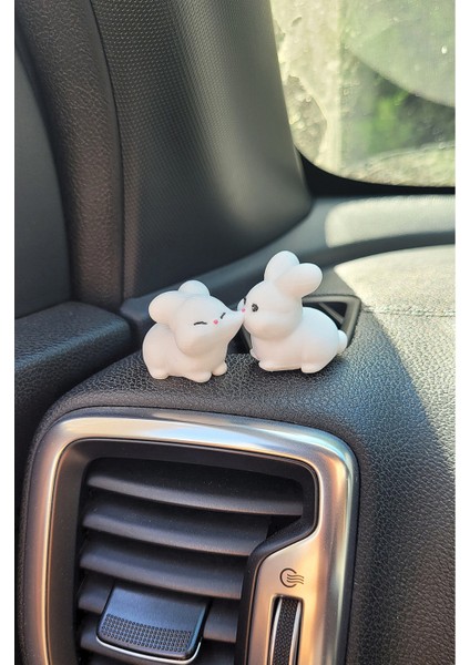 Tatlı Tavşan Çift Sert Plastik Araba Süsü, Çift Hediye, Minik Süs, Tavşan Çift