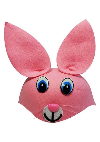 Pembe Renk Kulaklı Tavşan Şapkası Hayvan Şapkası