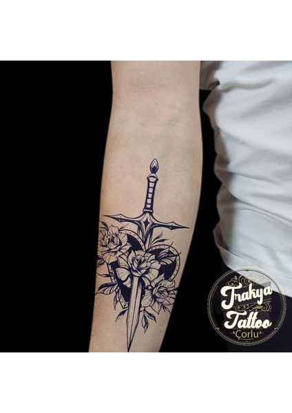 Yarı Kalıcı Dövme Kılıç Gül ve Kalp Geçici Yarım Kol Dövme fiyatları