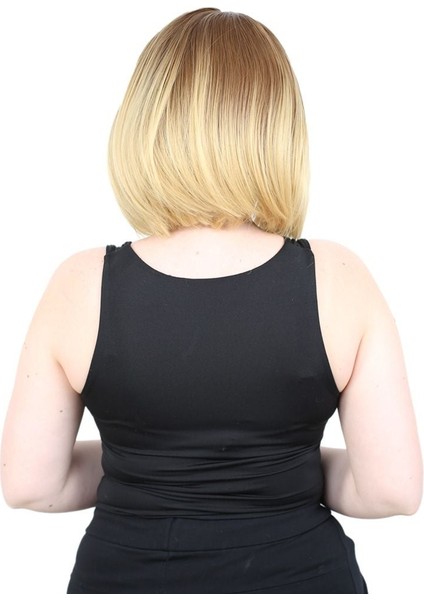 Kahkülsüz Düz Kısa Fiber Sentetik Peruk / Kumral / Sarı Ombreli fırsatları