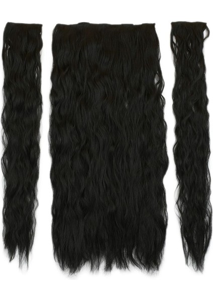 Fiber Sentetik Kabarık Dalgalı Yarım Ay + 2 Yan Çıt Çıt / Siyah modelleri