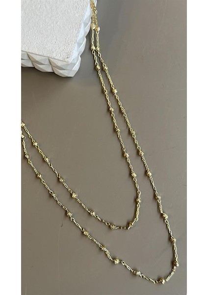 Dorika Ikili Zincir Kolye - Altın