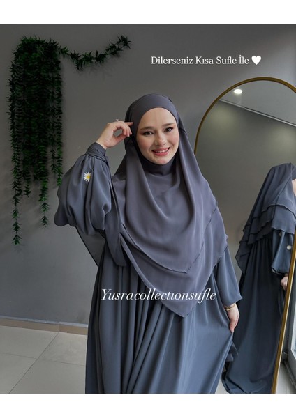 Papatya Nakışlı Liza Elbise ve Kısa Sufle 2 'li Takım fiyatları