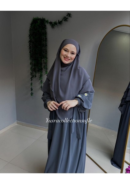 Papatya Nakışlı Liza Elbise ve Kısa Sufle 2 'li Takım fırsatları