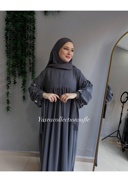 Papatya Nakışlı Liza Elbise ve Kısa Sufle 2 'li Takım indirimleri