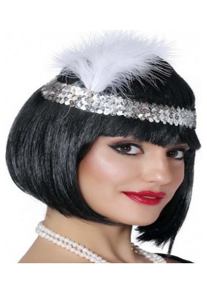 70&amp;#39;ler 80&amp;#39;ler ve 90&amp;#39;lar Temalı Gümüş Renk Çarliston Saç Bandı