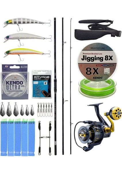 Yekoutdoor Yüksek Performans Okuma Ceymar Surf 4,30 M 100-250 gr 3 Parça Surf Kamışı&okuma Salina SA-6000HA Olta Makinesi