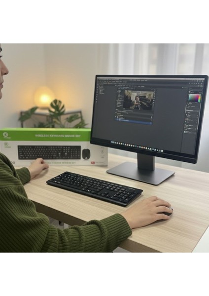 Buffer® Kablosuz Q Klavye Mouse Seti Rahat Yazım, Sessiz Tuşlar, Ofis ve Ev Kullanımına Uygun Set YK7100
