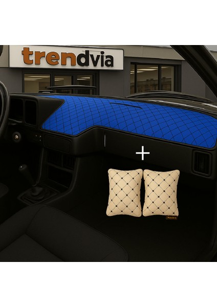 Tofaş Şahin Doğan Kartal Alçak Ön Göğüs Mavi-Siyah Torpido Kılıfı / Bej-Siyah Boyun Yastığı