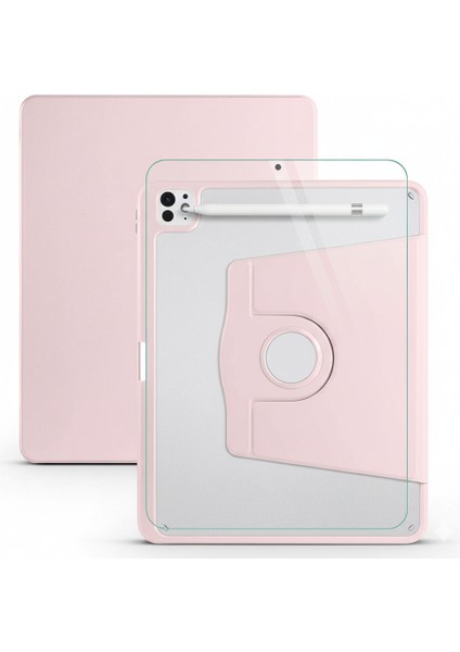 Apple iPad Pro 11 2. Nesil Dönebilen Standlı Kalem Bölmeli Koruyucu Kılıf Stylus Kalem ve Nano Ekran Koruyucu Çok Fonksiyonlu Set