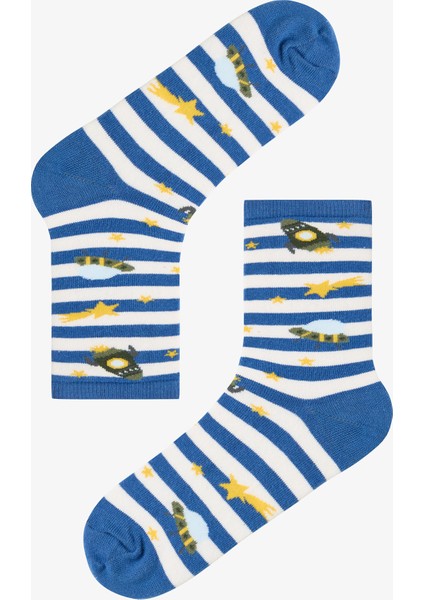 Çok Renkli Erkek Çocuk Stripe Spacecraft 4lü Soket Çorap fiyatları
