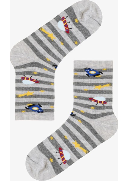 Çok Renkli Erkek Çocuk Stripe Spacecraft 4lü Soket Çorap modelleri