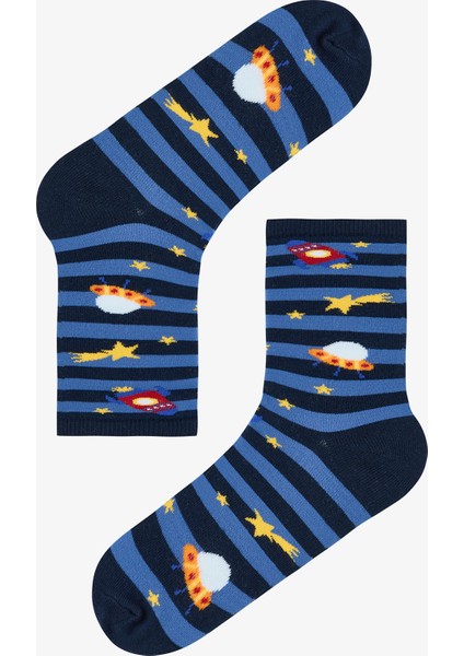 Çok Renkli Erkek Çocuk Stripe Spacecraft 4lü Soket Çorap fırsatları