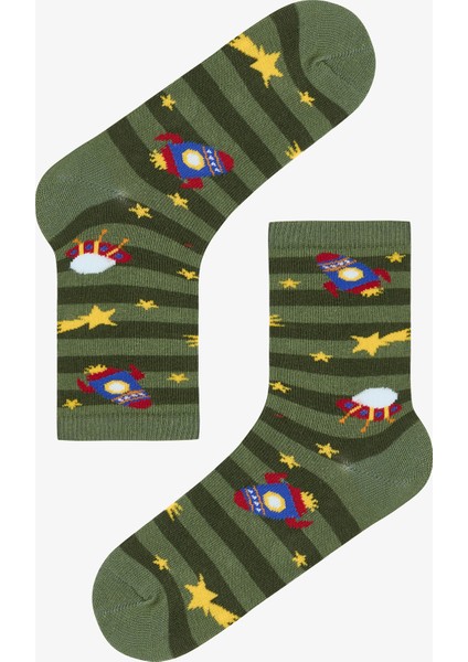 Çok Renkli Erkek Çocuk Stripe Spacecraft 4lü Soket Çorap indirimleri