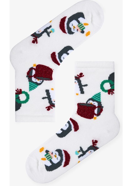 Çok Renkli Kız Çocuk Penguin 2li Soket Çorap modelleri