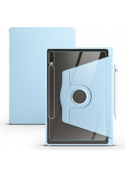 Samsung Galaxy Tab S7 Fe Dönebilen Standlı Kalem Bölmeli Koruyucu Kılıf Stylus Kalem ve Nano Ekran Koruyucu Çok Fonksiyonlu Set