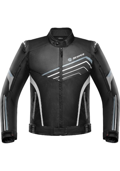 Motosiklet Montu Full Korumalı 4 Mevsim Maxdura Kumaş ve Pu Deri Motor Mont Siyah Edt