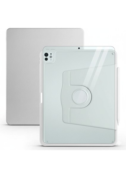 Apple iPad Pro 11 3. Nesil Dönebilen Standlı Kalem Bölmeli Koruyucu Kılıf Stylus Kalem ve Nano Ekran Koruyucu Çok Fonksiyonlu Set