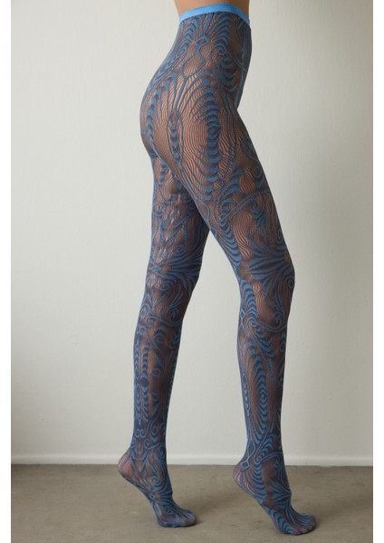 Kahverengi Çift Renkli Duo File Desenli 15 Denye İnce Külotlu Çorap