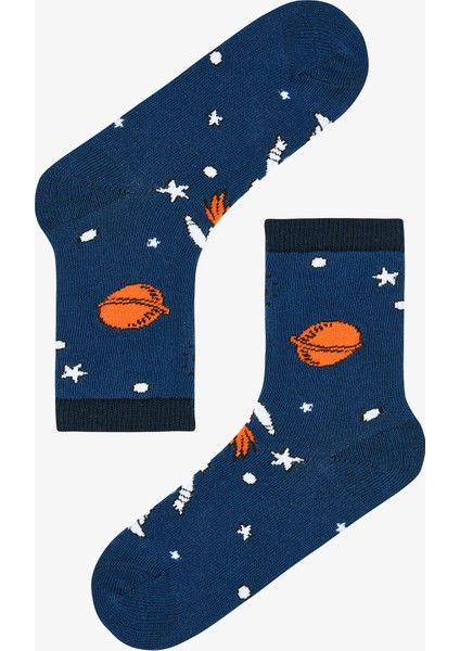 Çok Renkli Erkek Çocuk Astronaut Blues 3lü Soket Çorap modelleri