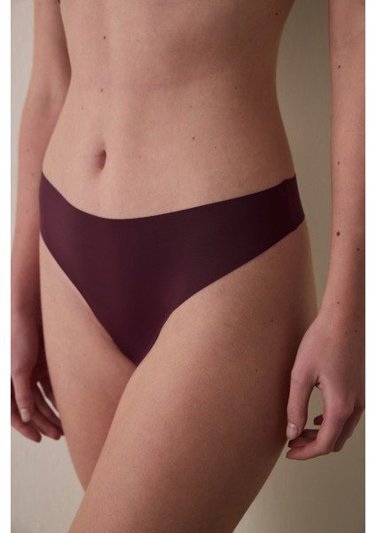 Bordo Iz Yapmayan Lazer Kesim Normal Bel Tanga Külot