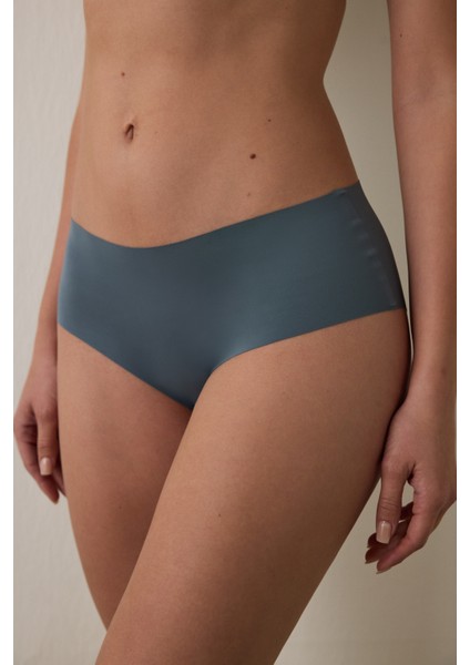 Koyu Gri İz Yapmayan Lazer Kesim Normal Bel Hipster Külot