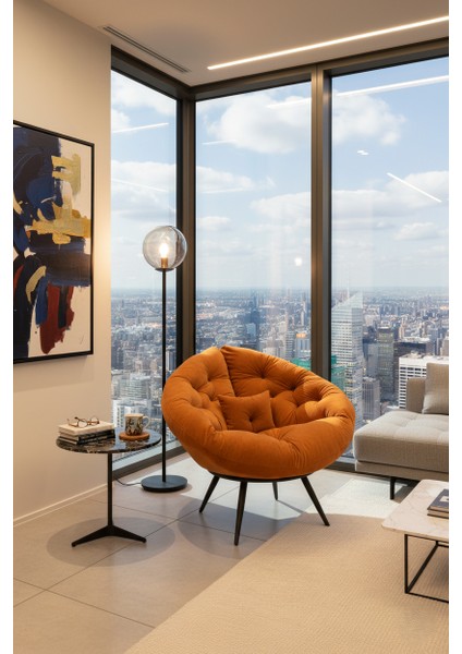 Tekli Koltuk Berjer Yastıklı | Minderli Geniş Oturma Alanı Tv Koltuğu | Premium Kalite | Milano Ödüllü Tasarım | Turuncu fiyatları