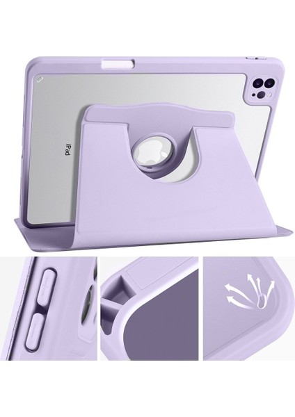 Apple iPad Pro 13 M5 (2025) Dönebilen Standlı Kalem Bölmeli Koruyucu Kılıf Stylus Kalem ve Nano Ekran Koruyucu Çok Fonksiyonlu Set indirimleri