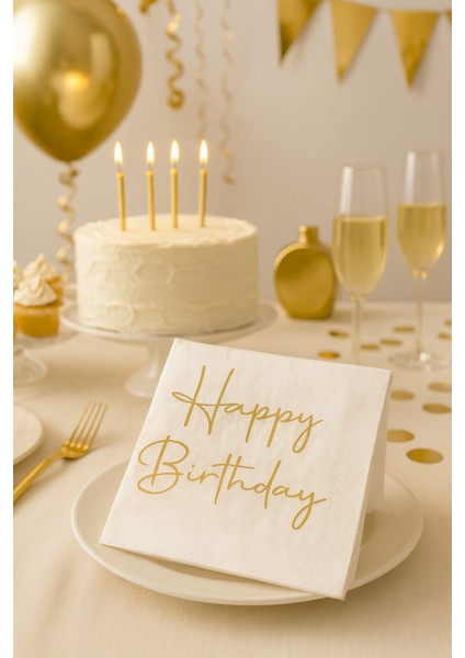 Suna K Signature Collection – Premium Happy Birthyday Desenli Peçete fiyatları