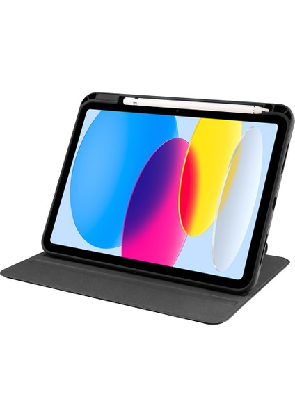 Apple iPad 10. Nesil 10.9 Inc Dönebilen Standlı Kalem Bölmeli Koruyucu Kılıf Stylus Kalem ve Nano Ekran Koruyucu Çok Fonksiyonlu Set indirimleri