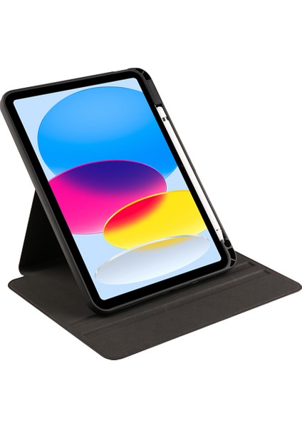 Apple iPad 10. Nesil 10.9 Inc Dönebilen Standlı Kalem Bölmeli Koruyucu Kılıf Stylus Kalem ve Nano Ekran Koruyucu Çok Fonksiyonlu Set