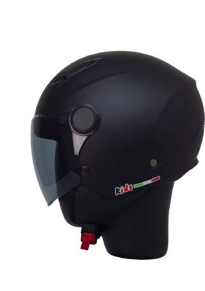 Motosiklet ve Bisiklet Yarım Camlı Çocuk Kaskı Ce Abs Material Motor Kaskı Mat Siyah