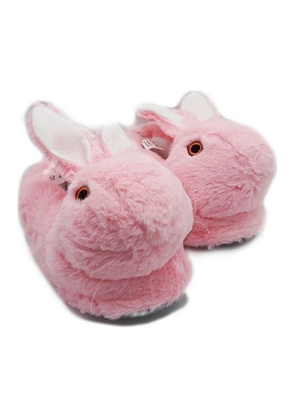 Unisex Hayvanlı Tavşanlı Panduf (Pembe)