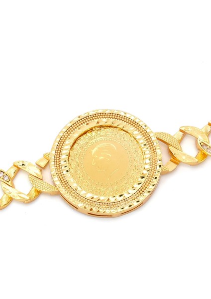 altın kaplama zirkon taşlı desenli yarım altınlı zincir bileklik blk-1205 fiyatları