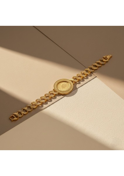 altın kaplama zirkon taşlı desenli yarım altınlı zincir bileklik blk-1205 fırsatları