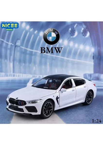 Bmw M8 Diecast Metal 1.24 Ölcek Araba Kapı Bagaj Kaput Açılır Beyaz Bmw Spor Araba