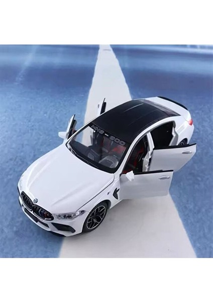 Bmw M8 Diecast Metal 1.24 Ölcek Araba Kapı Bagaj Kaput Açılır Beyaz Bmw Spor Araba modelleri