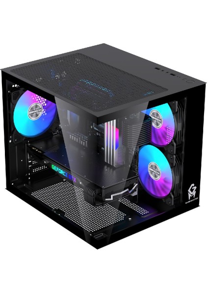 Gm-X1 Tuştan Değişmeli 3x Rgb Fanlı Gaming Mini Akvaryum M-Atx Siyah Kasa fiyatları