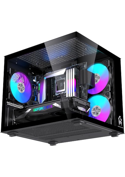 Gm-X1 Tuştan Değişmeli 3x Rgb Fanlı Gaming Mini Akvaryum M-Atx Siyah Kasa indirimleri