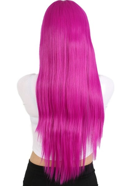 Uzun Kahküllü Fiber Sentetik Peruk / Fuşya fırsatları