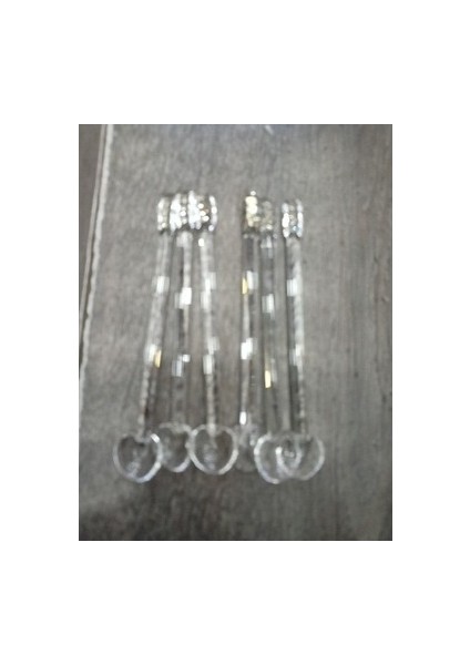 El Yapımı Cam Çay Kaşığı Beyaz Taşlı 12 Adet