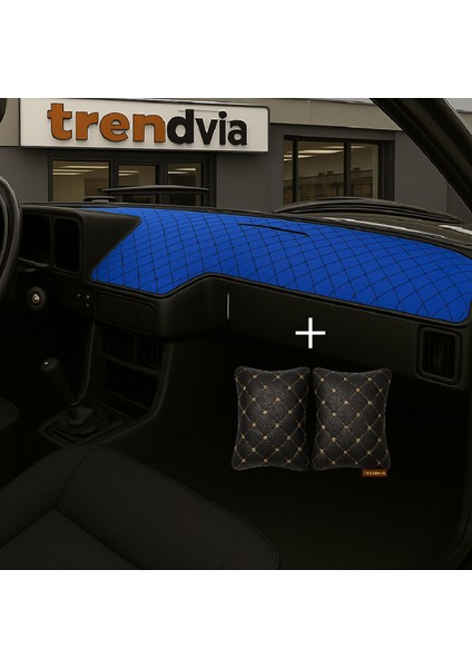 Tofaş Şahin Doğan Kartal Alçak Ön Göğüs Mavi-Siyah Torpido Kılıfı / Siyah-Bej Boyun Yastığı