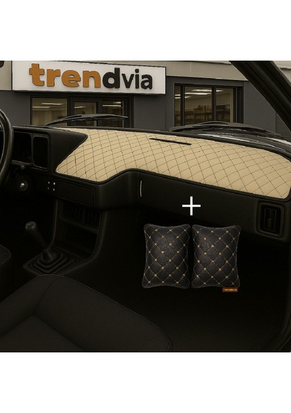 Tofaş Şahin Doğan Kartal Alçak Ön Göğüs Bej-Siyah Torpido Kılıfı / Siyah-Bej Boyun Yastığı