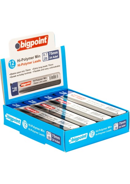 Kalem Ucu 0.7mm 2b 75MM 24'lü Tüp 12'li Kutu modelleri